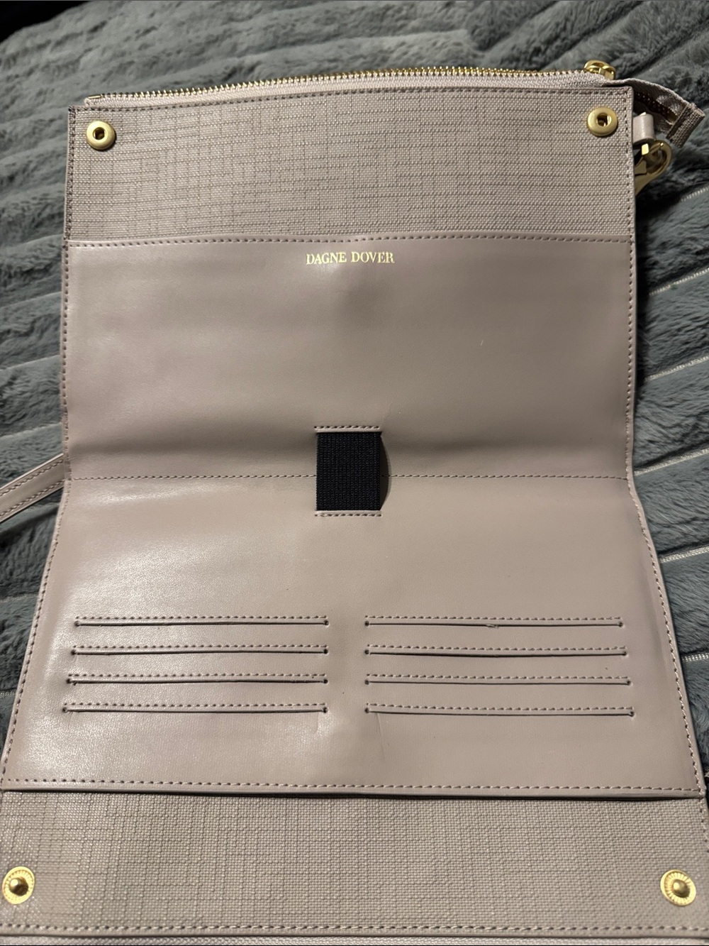 Dagne Dover Leather Card Organizer Wallet — Taupe